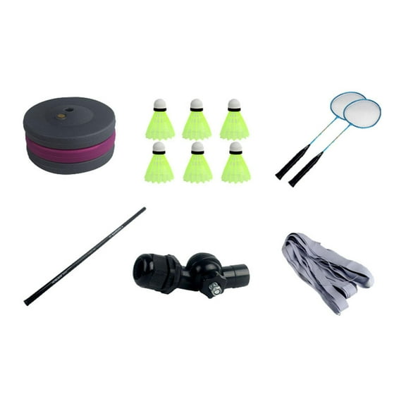 Vsenkes Badminton Training Kit Badminton Self Training Tool Adjustable Height Sole Practice Aid for Indoor Exerciser Backyard 4m 2 Rackets