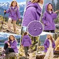 thumbnail image 5 of Girl's Zip up Hooded Rain Jackets, Drawstring Waist Long Sleeve Windbreaker, Lightweight Waterproof Rain Coat with Zip Pockets, 6-7 Years, 5 of 8