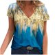 thumbnail image 1 of Camisetas con estampado floral con cuello en V para mujer Blusas femeninas cómodas a la moda Tops OAVQHLG3B Store  lin121212, 1 of 4