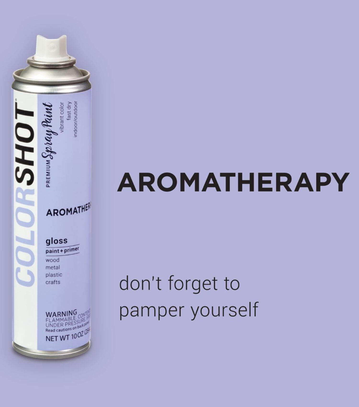COLORSHOT Gloss Spray Paint, Aromatherapy (Lavender) 10 oz. 4 Pack, Fast-Drying Acrylic Paint, Indoor & Outdoor Use