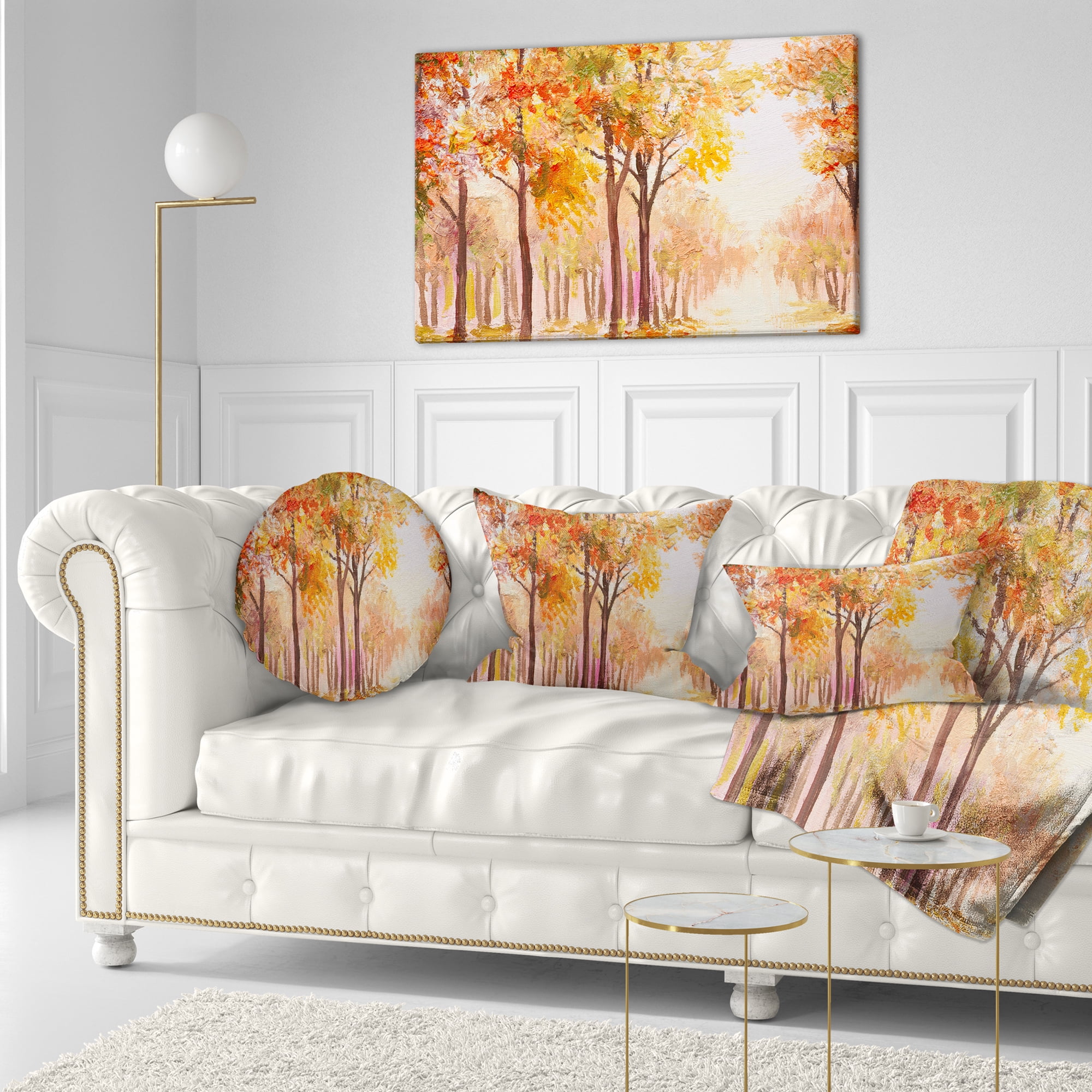 Designart Autumn Everywhere Forest - Landscape Printed Throw Pillow - 12x20