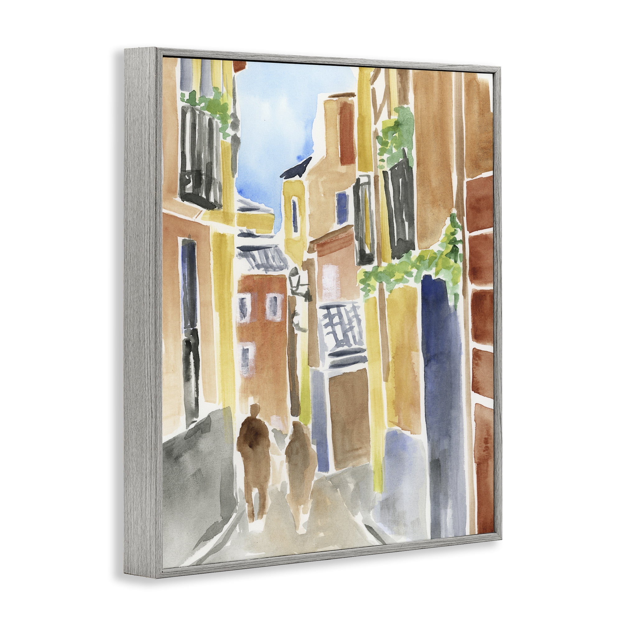 Stupell Industries Calles de Madrid Architecture Gray Framed Giclee Art, design by June Erica Vess