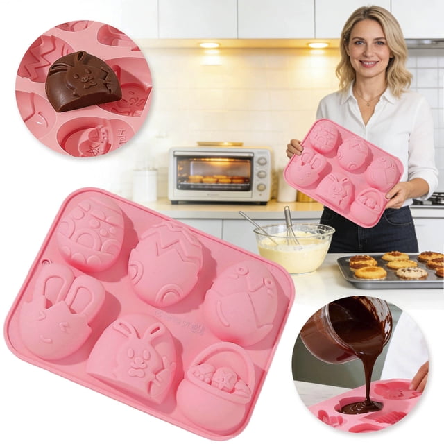 Easter Chocolate Egg Rabbit Bunny Shaped Mould For Chocolate Fondant Non Stick Rabbit Baking For DIY Candy Cookies Easter Party
