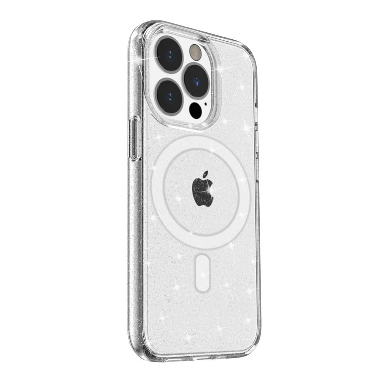 Uucovers for iPhone 14 Pro Max Bling Clear Case with MagSafe, TPU Shockproof Anti-Yellowing Scratch Resistant Slim Magnetic Glitter Transparent Case