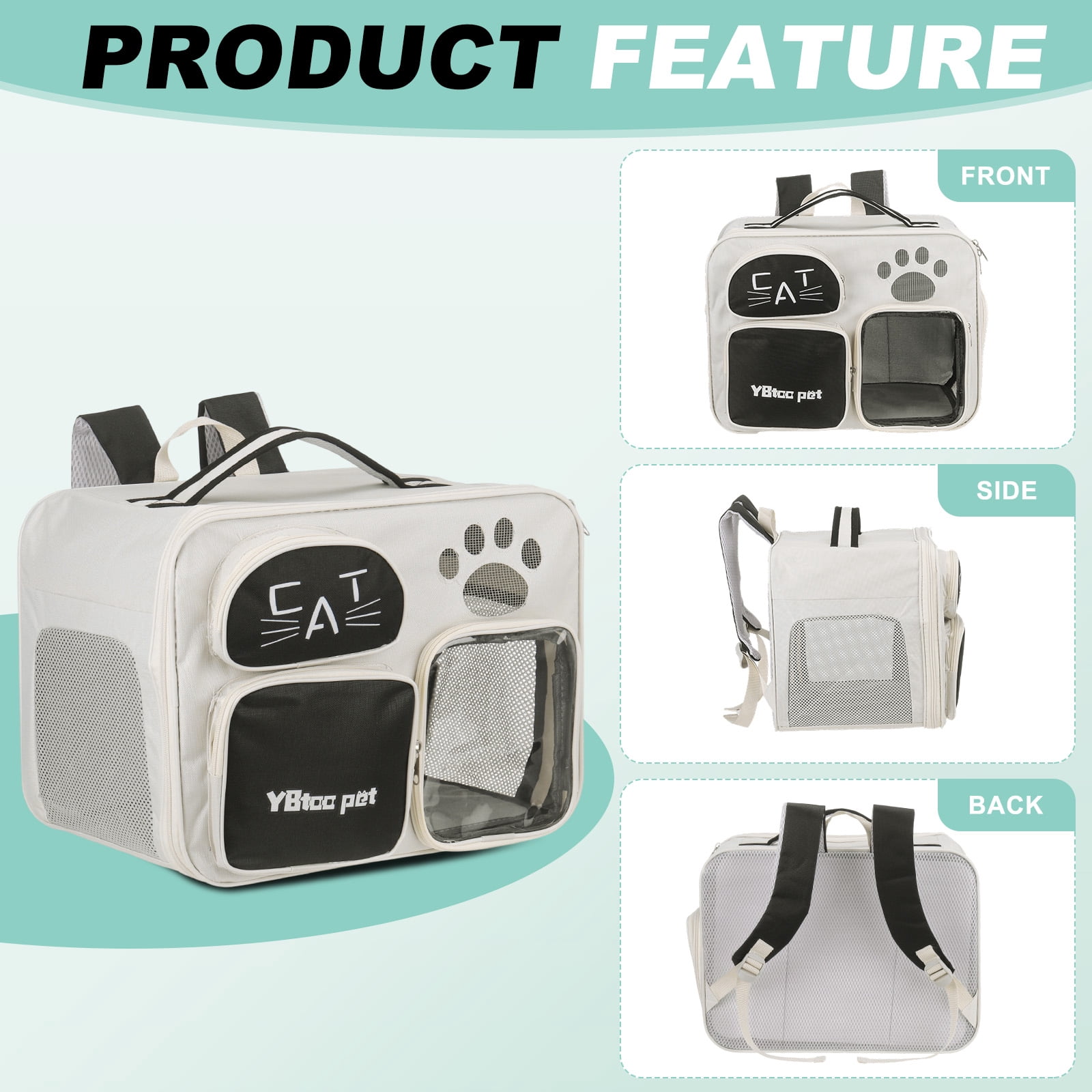 Uxcell Cat Backpack Carrier, Breathable Dog Backpack for Cats or Small Dogs Black
