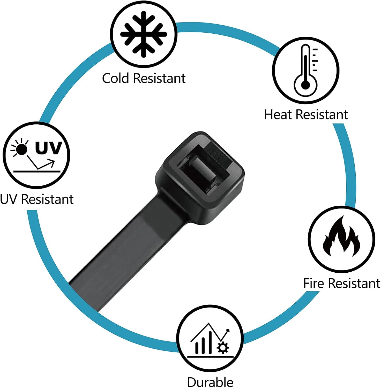 Zip Ties Assorted Sizes(4”+6”+8”+12”), 2000 Pack, Black Cable Ties, UV Resistant Wire Ties by