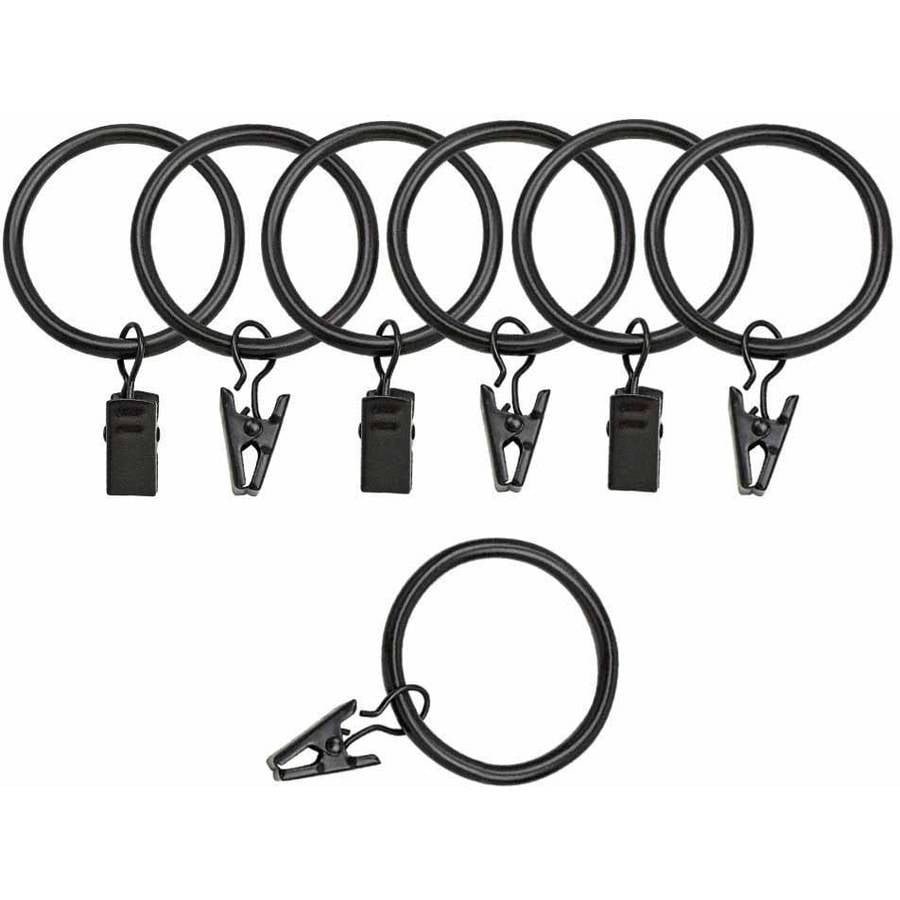 80x 1.5" inch Metal Curtain Rings with Clips Gloss Black Strong Clip Rustproof 