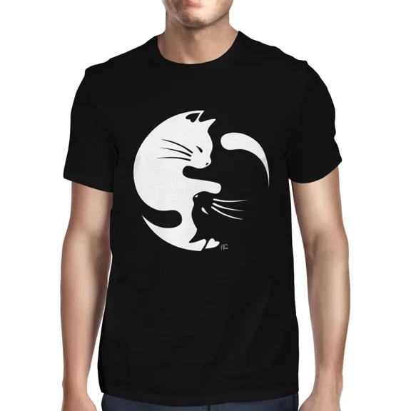 1Tee Mens Ying Yang Cats T-Shirt