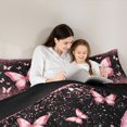 thumbnail image 5 of Homewish Girly Pink Butterfly Bedding Comforter Set, Bling Romantic Animal Twin Comforter Sets, Teens Kids Girls Women Reversible Bedding Set, Luxury Bedroom Decor, 2pcs, 5 of 8