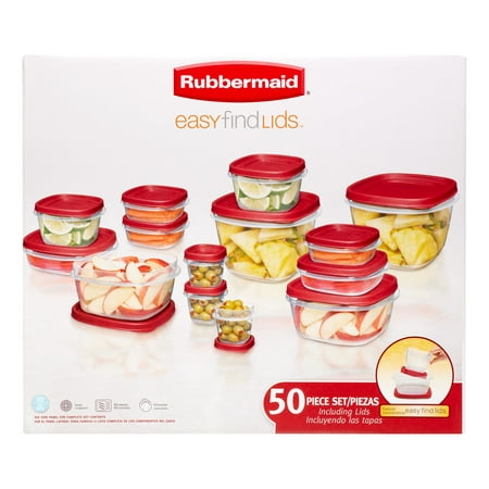 Rubbermaid Easy Find Lids Variety Set of 50 Plastic Food Storage, Kitchen Meal Prep