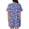 thumbnail image 6 of Goofa Blue Flower Skull for Womens Cotton 2 Piece Pajamas Set Classic Short Sleeve Pjs Set Soft Button Down Sleepwear Loungewear-Large, 6 of 7