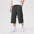 thumbnail image 5 of WDDDD Men‘s Baggy Sweat Shorts 3/4 Length Below Knee Drawstring Casual Y2K Athletic Pants Dark Gray S, 5 of 6