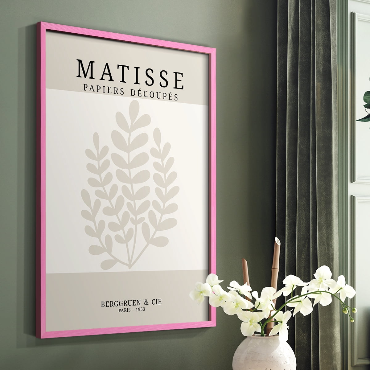 Matisse CDXVI in Pink Solid Wood Framed Print No Nail Hanging