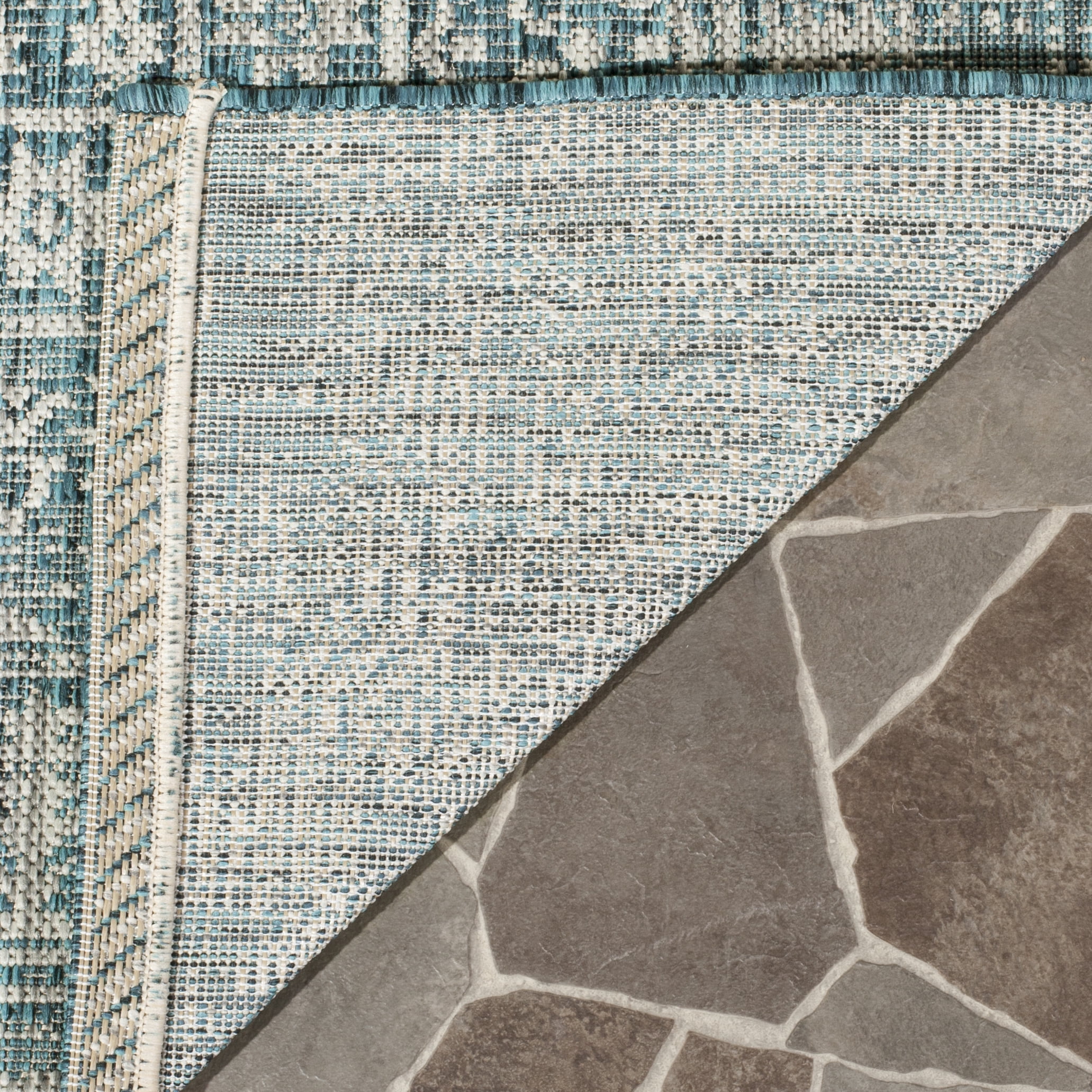 Safavieh Courtyard Jolyon Bordered Indoor/Outdoor Area Rug, Blue/Gray, 8' x 11'