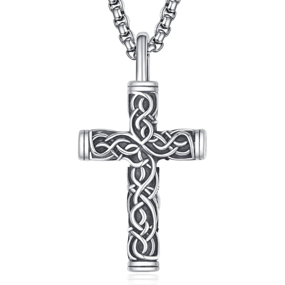 Cross Necklace for Men 925 Sterling Silver Celtic Knot Cross Necklace Religious Christian Jewelry Men Necklace