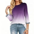 thumbnail image 3 of Maplenight Plus Size T Shirts for Women Trendy Gradient Color Tops 3/4 Sleeve Tee Crew Neck Loose Blouses, 3 of 6