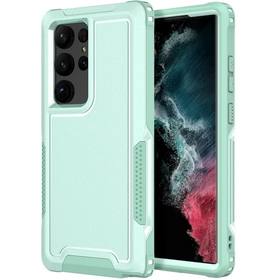 TECH CIRCLE Galaxy S23 Ultra Rugged Hybrid Case, 360° Full Body Protection Heavy Duty Hard PC Back Soft TPU Bumper Scratch Resistant Shockproof Cover Cases for Samsung Galaxy S23 Ultra 2023, Green