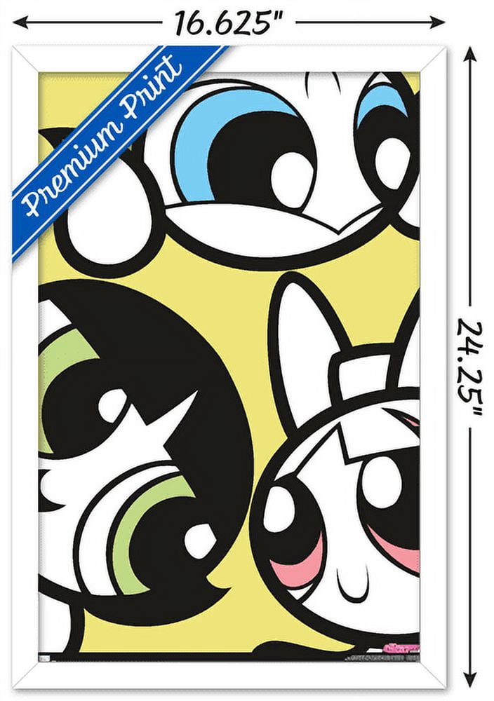 The Powerpuff Girls - Group Faces Wall Poster, 14.725" x 22.375", Framed