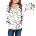 thumbnail image 2 of Kids Boys Girls DIY Hand Painted Varsity Jackets Sketches Patch Pocket Zipper Hooded Cardigan Coat Outerwear Jacket 2-3 Years, 2 of 5