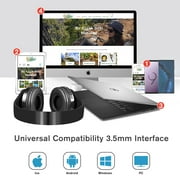 Bluetooth Headphones Over Ear, LUXMO Wireless Noise Cancelling Headphones Foldable Stereo Headset with Mic, Rechargeable Headphones Handsfree Headphones for PC, Laptops and Smartphones