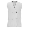 thumbnail image 4 of Men's Knit Double-Breasted Waistcoat - Elegant V Neck Sleeveless Business Suit Vest with Pockets, 4 of 5