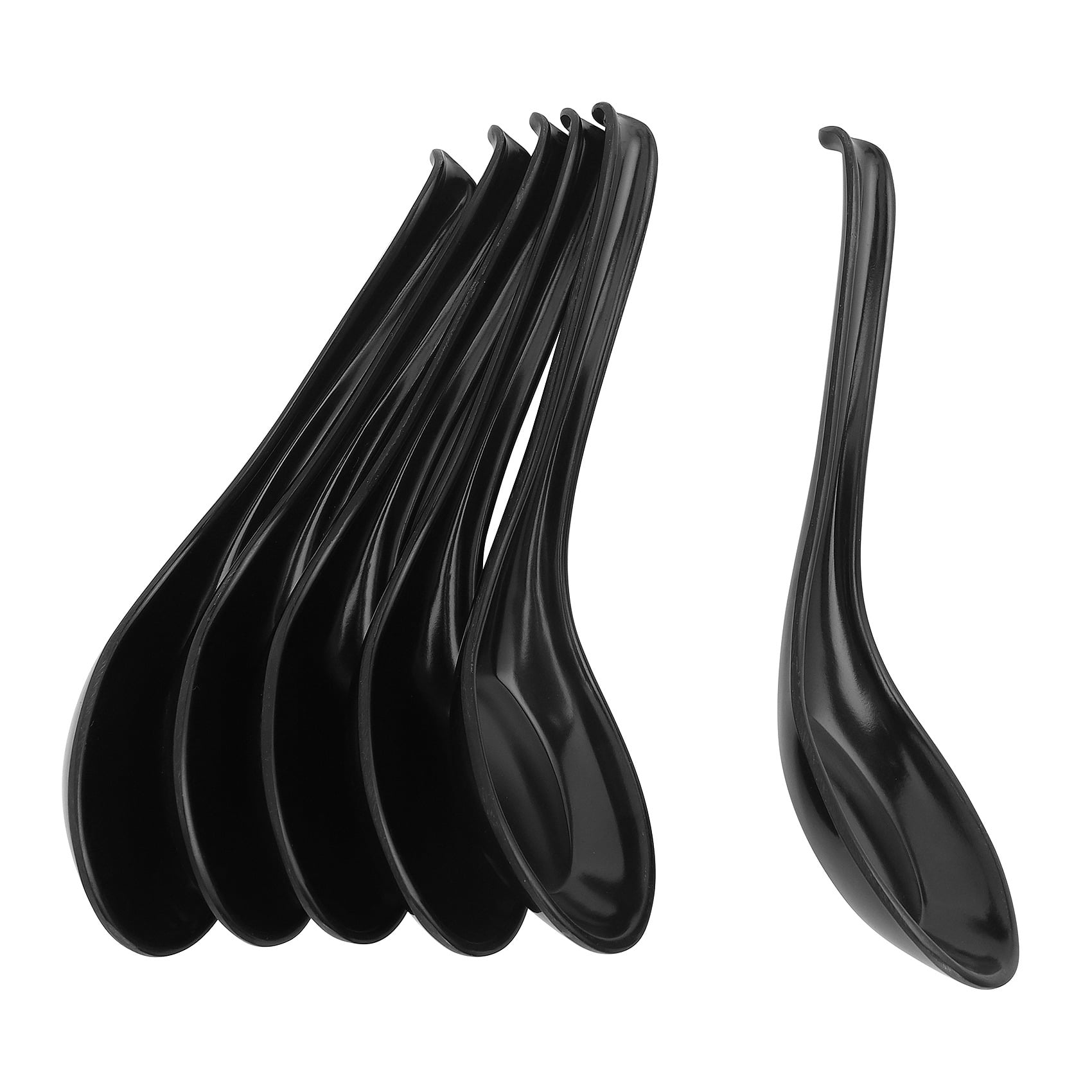 RETYLY 6-Pack Japanese Style Soup Spoons - Long Handle Asian Rice Spoons, Melamine For Restaurants & Home