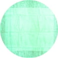 thumbnail image 1 of Ahgly Company Machine Washable Indoor Round Solid Turquoise Blue Modern Area Rugs, 8' Round, 1 of 4