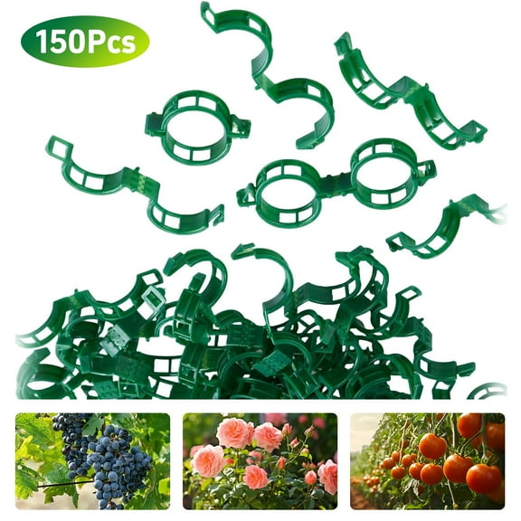 Rongsi 150 Pcs plant clips,Plastic Clips for Securing Plants,Tomato Vine Clips,Plant Fixing Clips,Garden Clips for Climbing Plants,Grape and Vine Vegetables (Green)