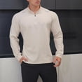 thumbnail image 1 of pstuiky Camisas suaves de manga larga para hombre, Camiseta deportiva informal de manga larga para hombre, color liso, con cuello alto, media cremallera y hebilla, ajustada camisetas de hombre l, 1 of 7