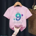 thumbnail image 3 of Bonita ropa para niños, regalo de sexto cumpleaños, camiseta de algodón para niñas, camiseta con estampado de corona de princesa sirena, camisetas rosas Harajuku Kawaii, 3 of 5