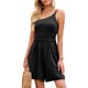 thumbnail image 1 of VISgogo Mono sin mangas para mujer con un hombro, piernas sueltas sólidas Decoración plisada Ropa de verano VISgogo  moda, 1 of 4