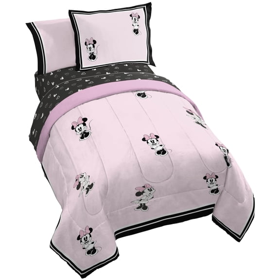 Jay Franco Kids Comforter Set Includes Sheets and Pillow Covers - Soft and Cozy Bed Set for Stylish Room Decor, Official Licensed Bedding, Multi - Minnie Mouse, 5 Piece Twin
