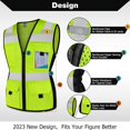 thumbnail image 3 of TCCFCCT Women High Visibility Vest 11 Pockets Snug-Fit Reflective Safety Vest with Reinforced Zipper, Neon Construction Work Vest for Lady Surveyors/Workers, Durable,Meets ANSI, Yellow L, 3 of 5
