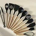 thumbnail image 3 of Kitchen Utensils Set - 35pcs Silicone Cooking Utensils with Rack, Heat Resistant Kitchen Utensils Shovel Set, Suitable for Non-Stick Pans, Available in Various Colors Wooden Handle Kitchen Tools Set, 3 of 13