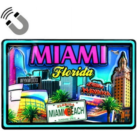 Miami Florida Scene Dual Layer mdf magnet 2.25 x 3.5
