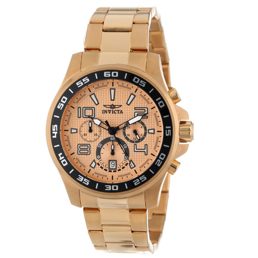 Invicta Men's 14392 specialty chronograph gold dial 18k gold ion plated stainless steel watch