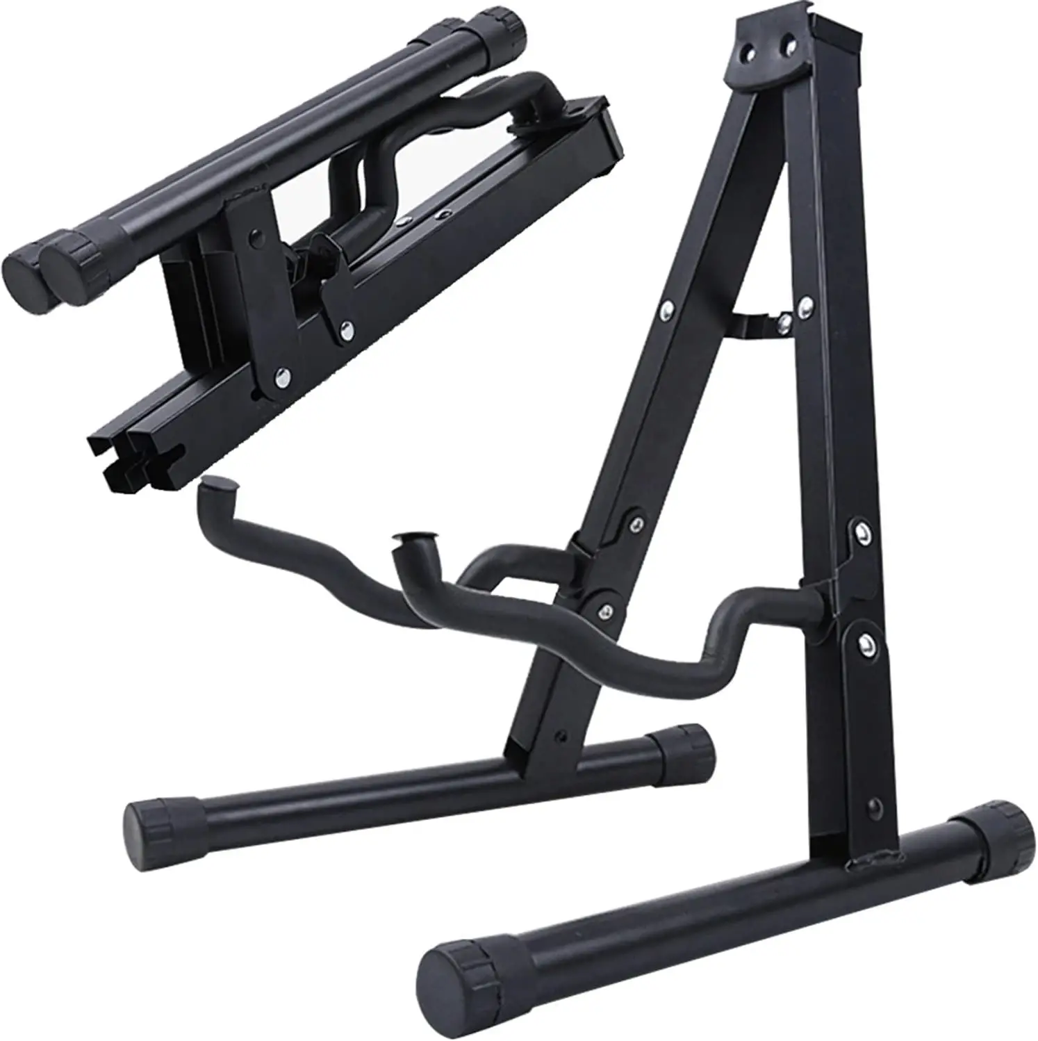 2 Pack A-Frame Folding Guitar Stand with Non-Slip Rubber and Foam Arms, Metal Guitar Stand for Acoustic, Electric, Bass, Ukulele, Banjo