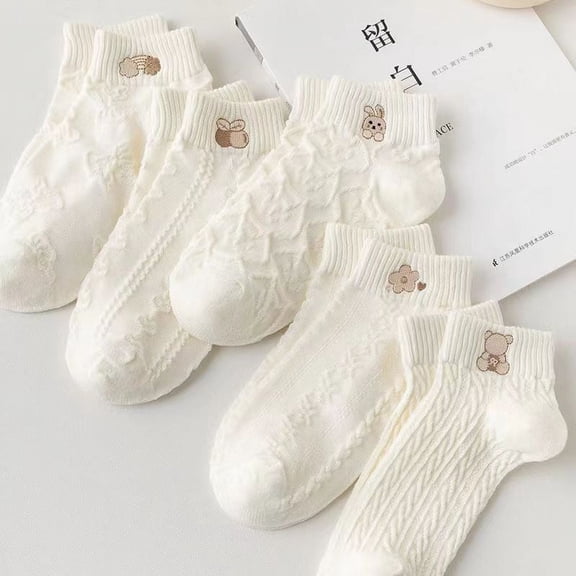 ERDOUY 5 pairs of Womens Cotton Crew Socks, Thin Soft Comfort Breathable Dress Socks, Above Ankle Crew Socks for Business, Casual,(A12)