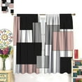 thumbnail image 3 of Geometric Pink Curtains, Modern Abstract Checkered Black Grey White Print for Room Window Decor, Rod Pocket Blackout Drapes for Living Room Bedroom Kitchen 2 Panel Set 21" W X 54" L, 3 of 6