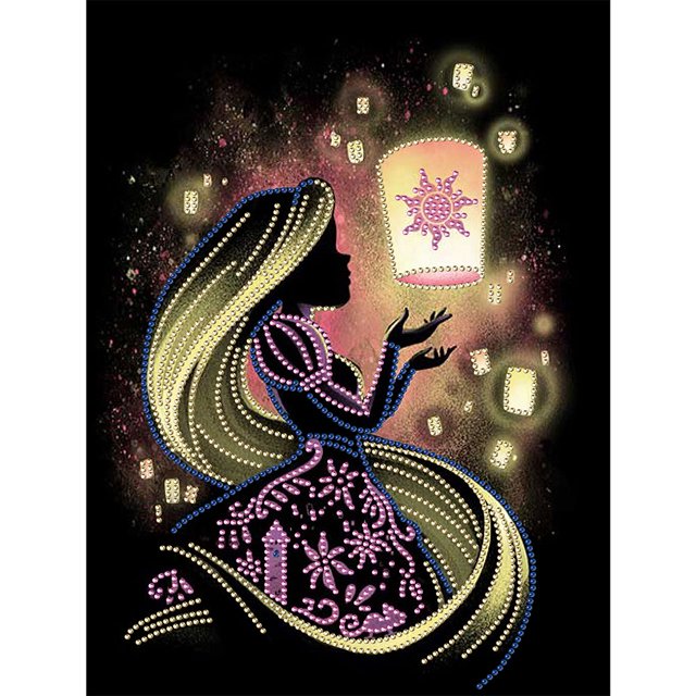 Kits parciales de pintura de diamante con forma especial Disney Princess Silhouette (KA421) FLhrweasw Nuevo