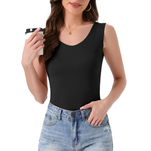 Womens Modal Pajama Tank Sleeveless U Neck Loungewear Basic Shirts Summer Sleep Tops S Black