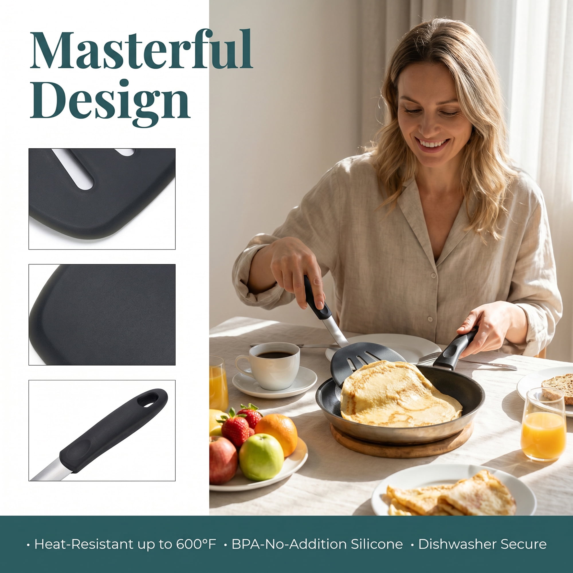 Unique Bargains Kitchen Utensils Set with Heat-Resistant Spatula Tools Black 12.2x5.9 inch