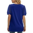 thumbnail image 4 of VALMASS Women Summer V Neck Shirts Puff Sleeve Loose Fitting Casual Pullover Tops Solid Color Cozy T-Shirts (XL, Blue), 4 of 7