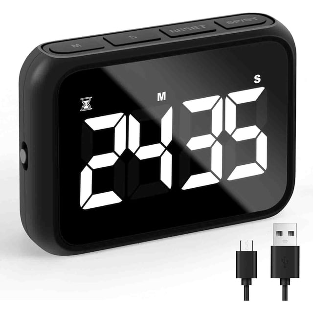 Temporizador digital de cocina recargable por USB, con visualización LCD grande y alarma fuerte ajustable, temporizador digital, temporizador de huevo, temporizadores de cocina para cocinar