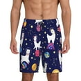 thumbnail image 2 of Rocae Lama in Space for Men's Soft Sleep Pajama Shorts, Waistband and Pockets, 2 of 9