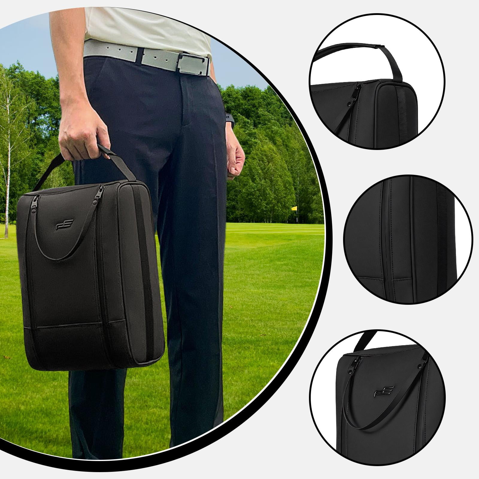 Golf Shoe Bag Zipper Shoe Carrier Travel Shoe Organizer Matte PU Leather Adults for Golf Hiking Gym