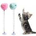 thumbnail image 2 of 2PCS Cat Teaser Wand Interactive Pompom Bell Spring Suction Cup Cat Wand Cat Toy, 2 of 10