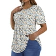 thumbnail image 3 of Fantaslook Blouses for Women Pleated Short Sleeve Tunic Tops Dressy Casual Summer Shirts, 3 of 9