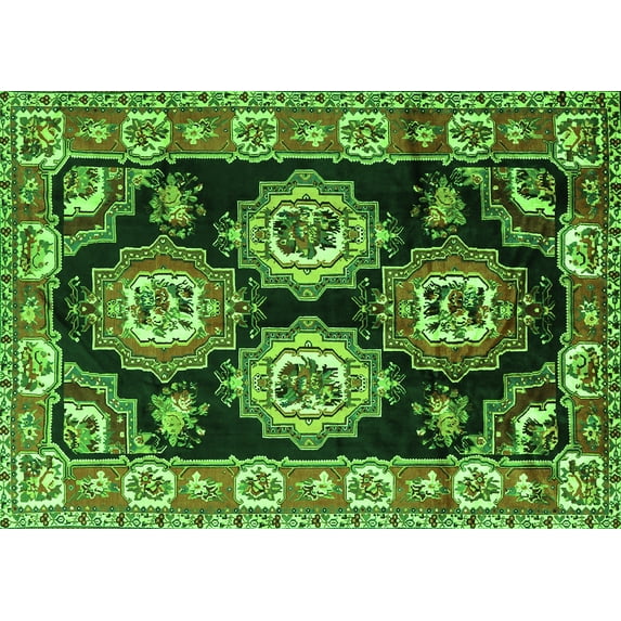 Ahgly Company Indoor Rectangle Persian Green Traditional Area Rugs, 2' x 4'