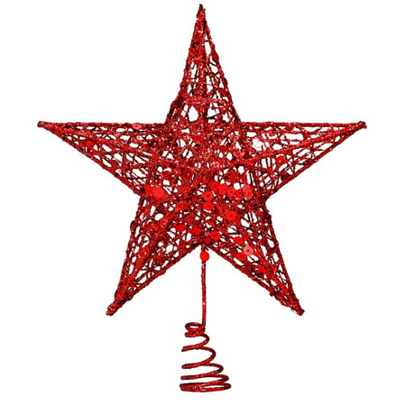 Christmas Tree Star Topper, 9.8in Xmas Tree Topper Star Christmas Decoration Glittered Tree-top Star for Christmas Tree Ornament Indoor Party Home
